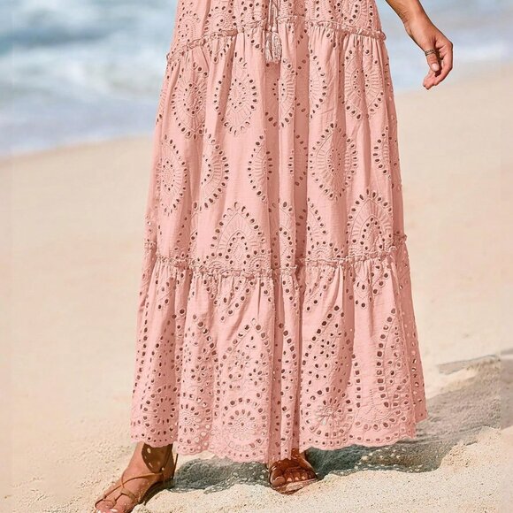 Pink Boho Women's Lace Maxi Skirt - Picture 3 of 5